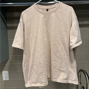 Y2K Boxy Fit Cream Heavyweight Blank Tee Size L